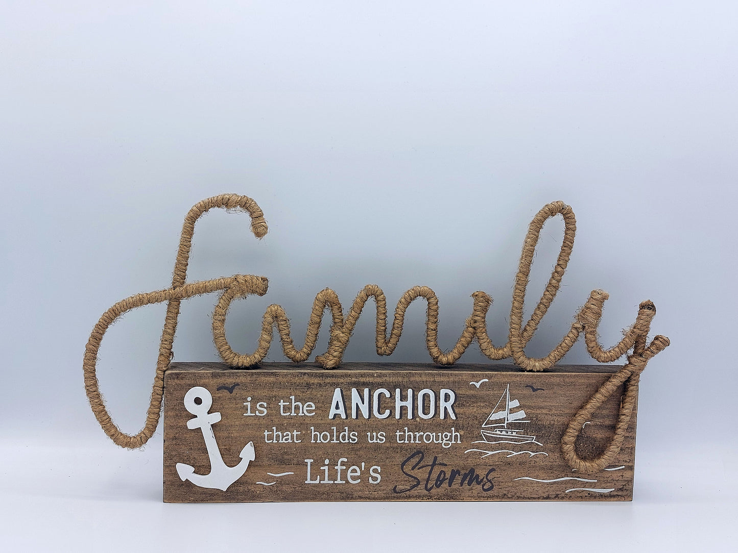 Wood and Rope 'Family' Sign