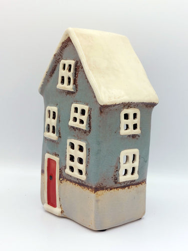 Teal Ceramic House Tealight