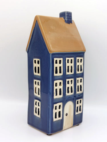 Blue Ceramic House Tealight