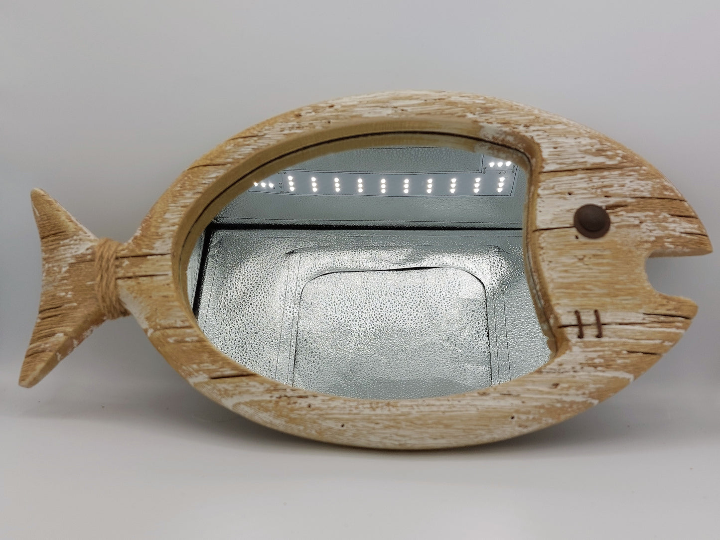 Rustic Wooden Fish Mirror