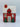 Little Red Ceramic House With Trees and Wreath