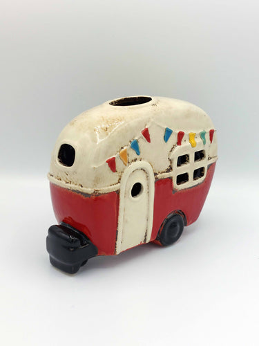 Ceramic Caravan Storage Pot In Red