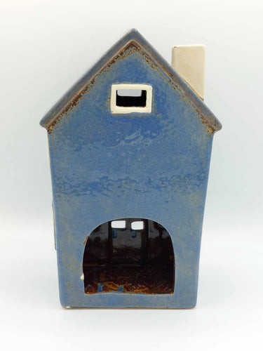 Blue Ceramic House Tealight