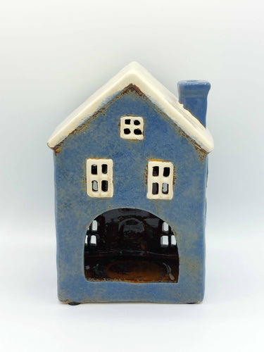 Navy Ceramic House Tealight
