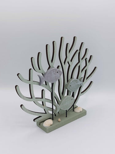 Wooden Coral With Fish Décor