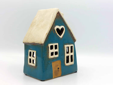 Ceramic Teal Tealight Cottage