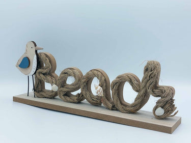 Free Standing Beach Sign "Rope, Shells & Gull"