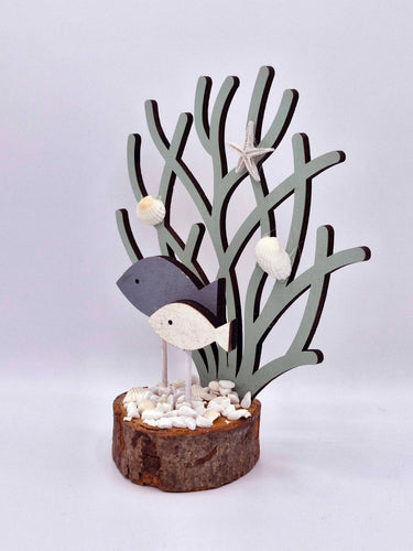 Coral Fish & Shell Wooden Ornament