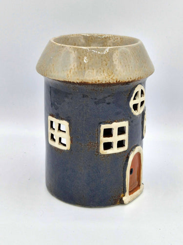 Ceramic Wax Melt/Oil Burner - Round Slate Coloured Cottage