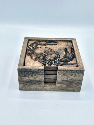 Wooden Crab Coasters - Set of 4 With Wooden Display Box
