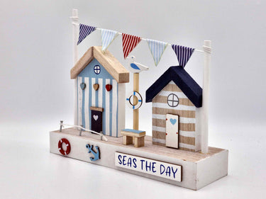 Wooden Beach Hut Scene "Seas The Day"
