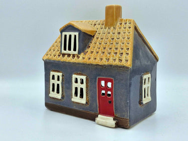 Ceramic Cottage Tea-light In Slate Grey