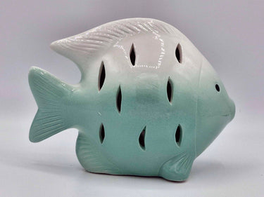 Light-up Ceramic Fish Ornament In Green & White