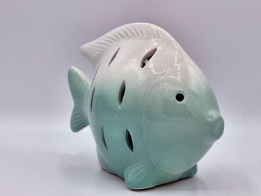 Light-up Ceramic Fish Ornament In Green & White