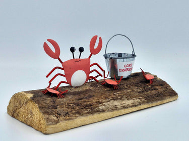 "Gone Crabbing" Ornament In Wood & Metal