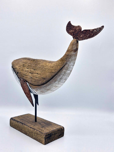 Rustic Wooden Whale Ornament