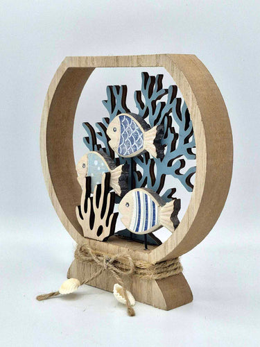 Fish & Coral Rustic Coastal Ornament
