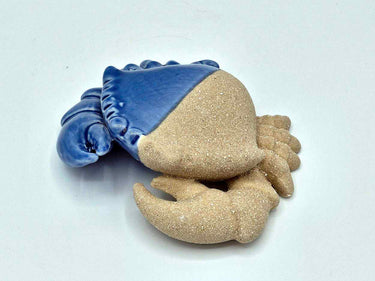 Ceramic Crab Ornament In Sand & Blue