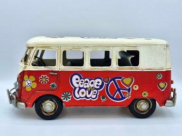 Retro Tin Campervan Model "Peace & Love" - 3 Colour Choices