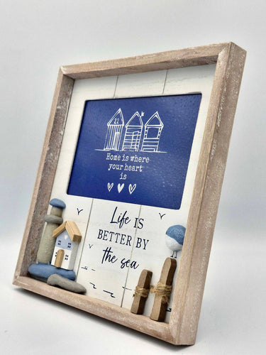 Coastal Beach Hut Photo Frame 'Life is Better by The Sea'