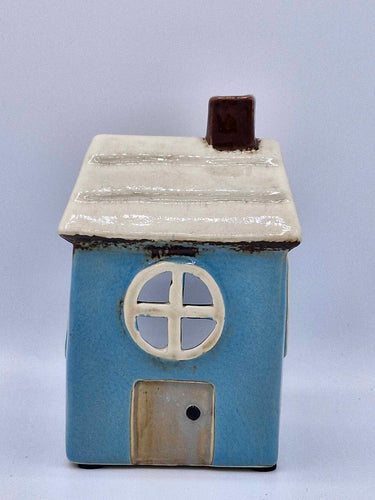 Ceramic Tea-Light Beach-house in Blue
