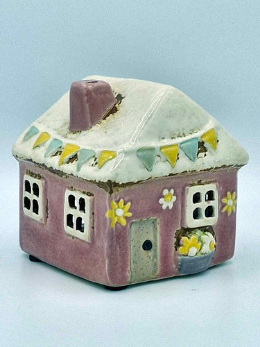 Cute Little Pink Ceramic Tea Light Cottage