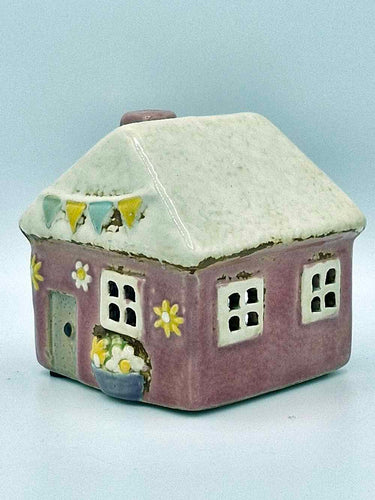 Cute Little Pink Ceramic Tea Light Cottage
