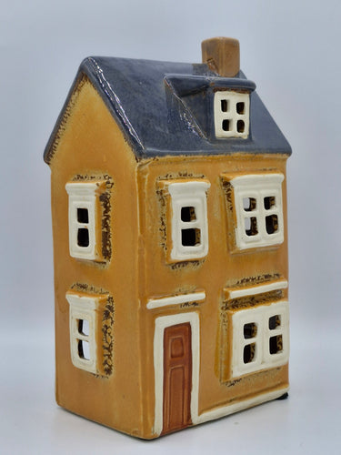 Large Orange Ceramic Tealight House