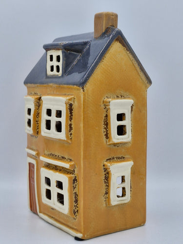 Large Orange Ceramic Tealight House