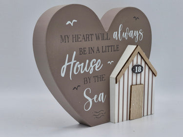 Wooden Heart Beach Hut Ornament