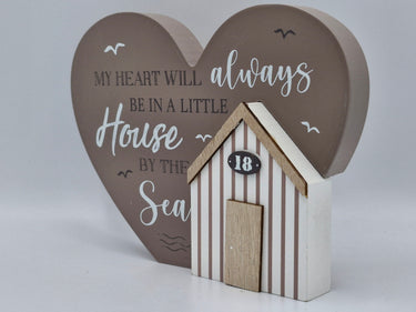 Wooden Heart Beach Hut Ornament