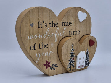 Wooden Double Heart - WONDERFUL TIME