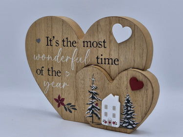 Wooden Double Heart - WONDERFUL TIME