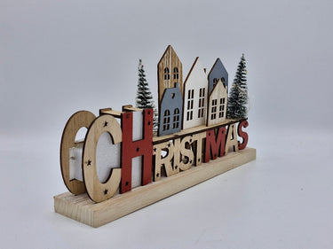 "Christmas" LED Festive Wooden Town Houses