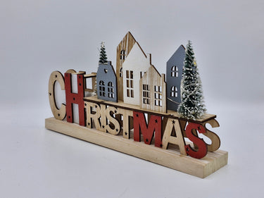 "Christmas" LED Festive Wooden Town Houses