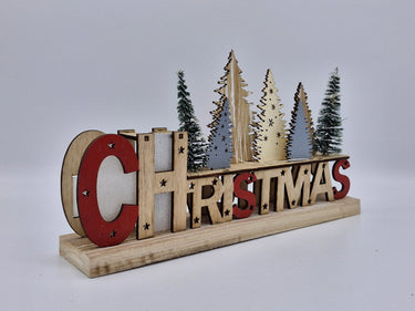 "Christmas" LED Wooden Festive Forrest Scene