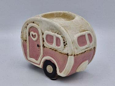 Ceramic Caravan Tealight Holder Pink