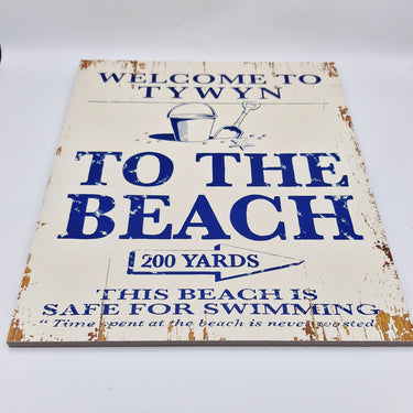 "Tywyn Welcome To The Beach" Retro Sign