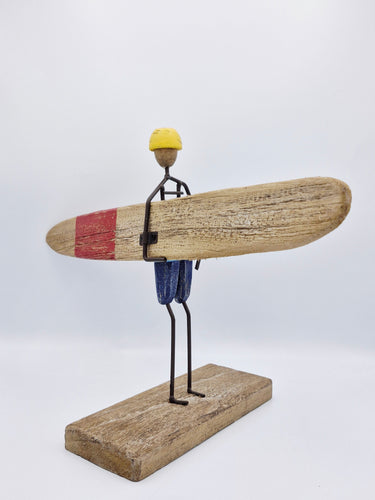 Wood and Metal Surfer Figure