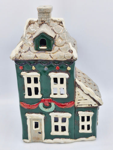 Large Dark Green Tealight Christmas House