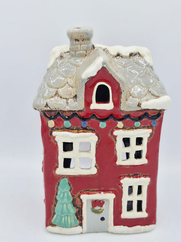 Red Christmas House Tealight