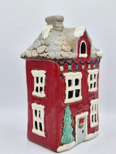 Red Christmas House Tealight