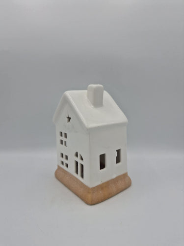 White & Natural Ceramic LED House