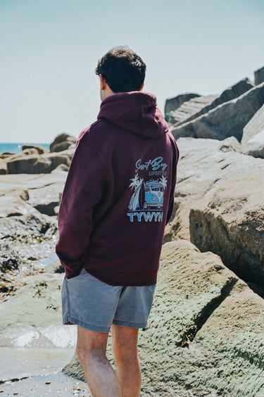 Unisex Maroon Hoody "Retro Campervan Logo Tywyn"