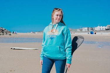 Women's Blue Hoody "SUP Girl, My Happy Place"