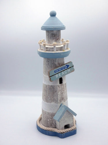 Driftwood Lighthouse Ornament "Blue Or Sand"