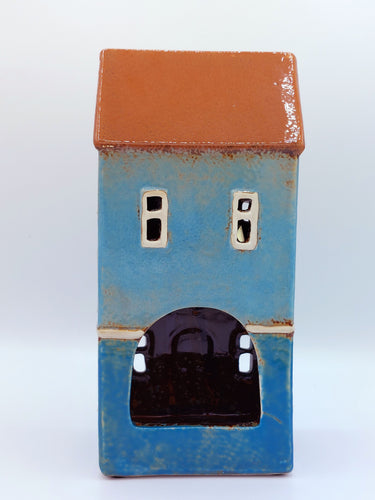 Blue Townhouse Ceramic Tealight