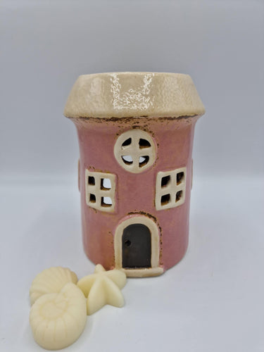 Round Pink Ceramic Wax Melt/Oil Burner Cottage