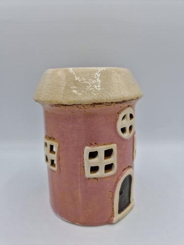 Round Pink Ceramic Wax Melt/Oil Burner Cottage