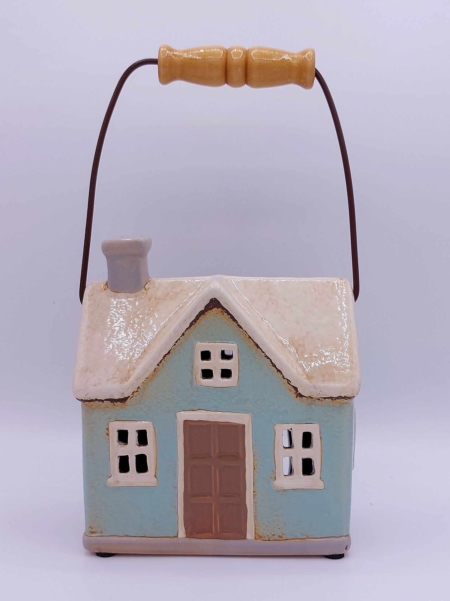 Handled Ceramic House Tea Light Holder